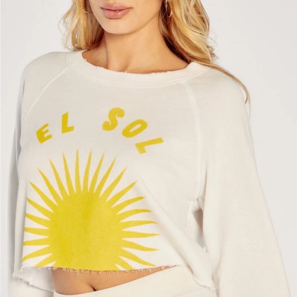 Wildfox “El Sol” cropped sweatshirt in white size small